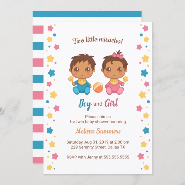 Baby shower invitation for outlet twins boy and girl