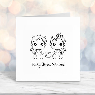 Twins Boy Girl Baby Shower Self-inking Stamp