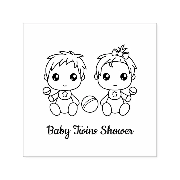 Twins Boy Girl Baby Shower Self Inking Stamp Zazzle Com