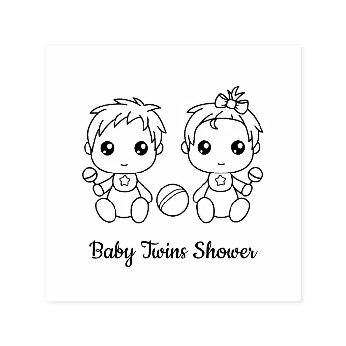 Twins Boy Girl Baby Shower Self Inking Stamp Zazzle Com Twins Boy Girl Baby Shower Self Inking Stamp Zazzle Com