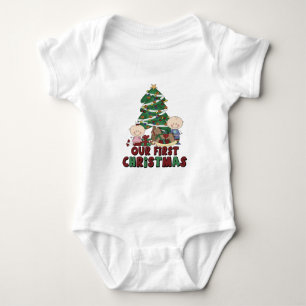 Twins Boy & Girl first Christmas Baby Bodysuit