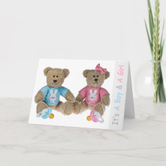 Twins - Boy & Girl - New Babies Greetings Card