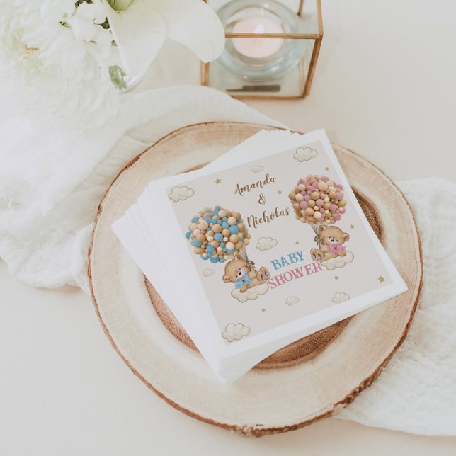 Twins Boy Girl Shower Pink Blue Bear Balloons Napkins (Creator Uploaded)