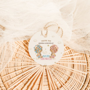 Twins Boy Girl Shower Pink Blue Bear Thank You Favor Tags