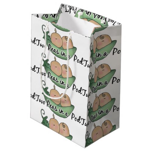 twins boy girl Two peas in a pod medium gift bag