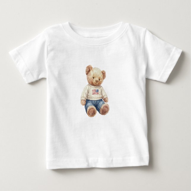 Twins boy teddy bear birthday t shirt (Front)