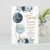 Twins Boys Baby Shower Invitation (Standing Front)