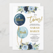 Twins Boys Baby Shower Invitation (Front/Back)
