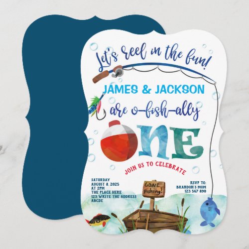 Twins boys little fisherman fishing themed 1st 