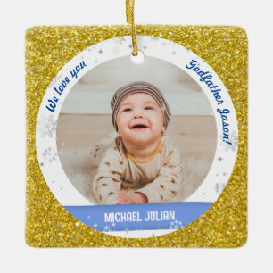 Twins Boys Photos Godfather First Christmas Baby Ceramic Ornament