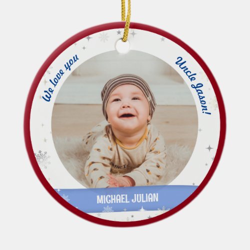 Twins Boys Photos Uncle Cute First Christmas Baby Ceramic Ornament
