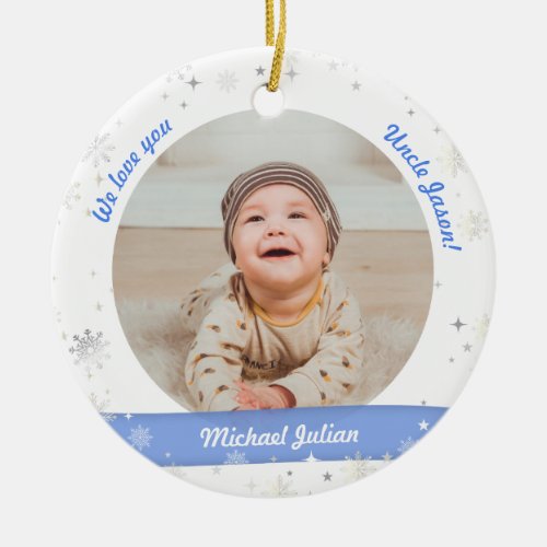 Twins Boys Photos Uncle Cute First Christmas Baby Ceramic Ornament