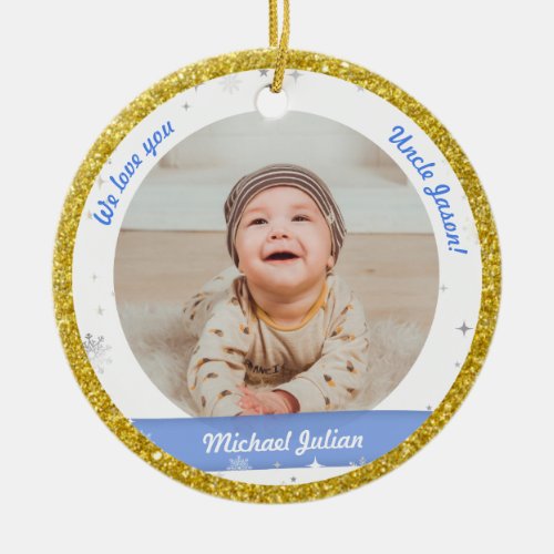 Twins Boys Photos Uncle Cute First Christmas Baby  Ceramic Ornament