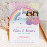 Twins Brunette Princesses and Unicorn Birthday Invitation<br><div class="desc">Whimsical Twins Princess and Unicorn Birthday Party Invitation, featuring a rainbow unicorn and lovely princesses. Personalize this awesome Princess and Unicorn Party Invitation with your party details easily and quickly, simply press the customize it button to further re-arrange and format the style and placement of the text. Exclusive design (c)...</div>