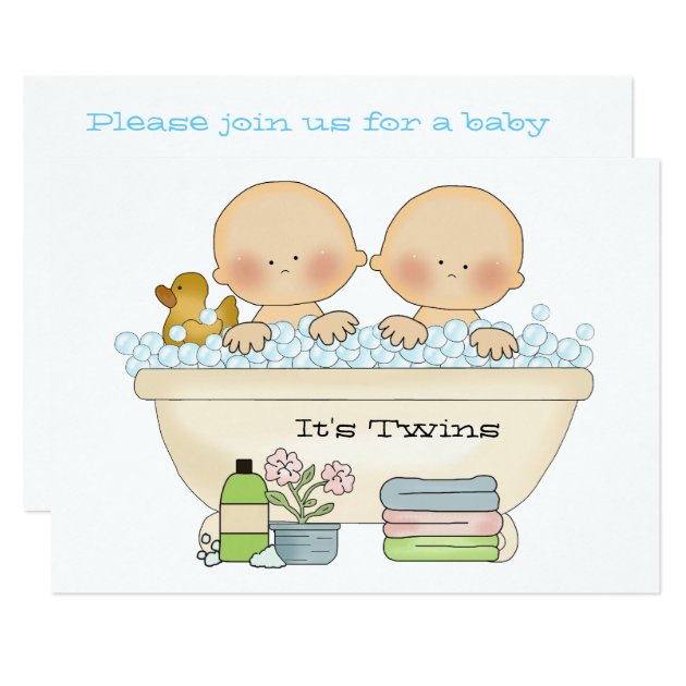 Twins Bubble Bath Baby Shower Invitation