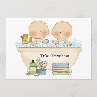 Twins Bubble Bath Baby Shower Invitation