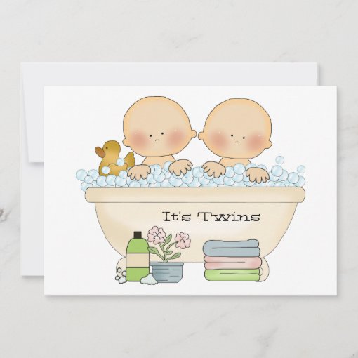 Twins Bubble Bath Baby Shower Invitation Zazzle