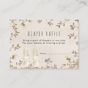 twins bunny floral Diaper Raffle enclosure card