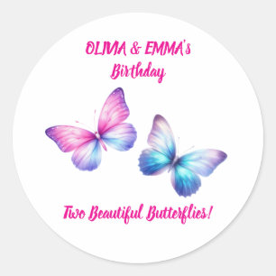 Twins Butterfly Birthday Sticker