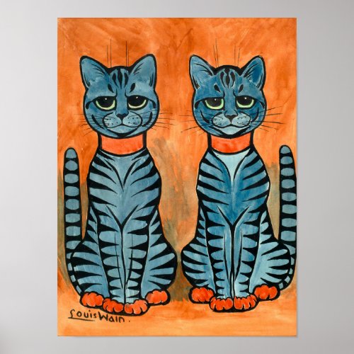 Twins by Louis Wain Poster