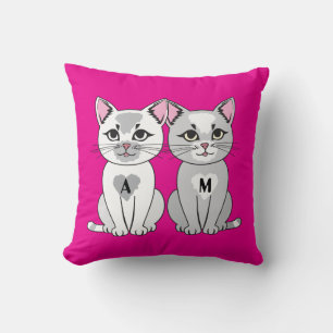 Twins cat throw pillow