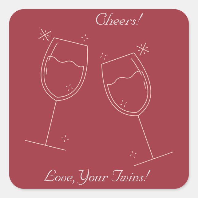 Twins Cheers Their Mom Square Sticker (Front)
