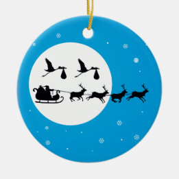 TWINS Christmas Pregnancy Ornament- Coming to Town Ceramic Ornament