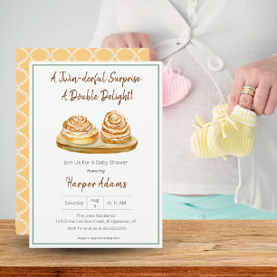 Twins Cinnamon Buns Baby Shower Boho Colors Invitation