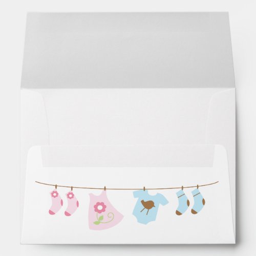 Twins Clothesline Baby Shower Envelope