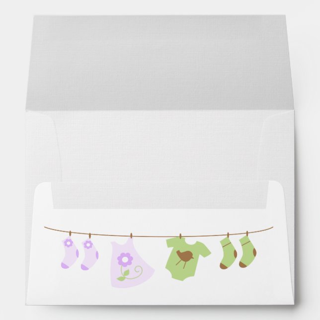 Twins Clothesline Baby Shower Envelope (Back (Bottom))