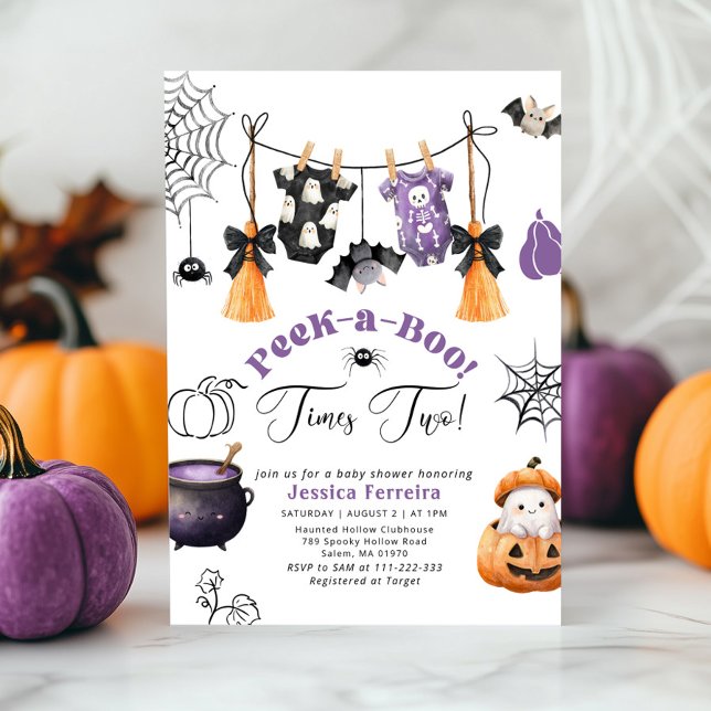 Twins Clothesline Little Boo Baby shower Invitation (Creator Uploaded)