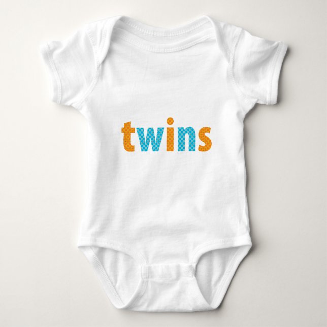TWINS COLLECTION - boys {orange + aqua} Baby Bodysuit (Front)