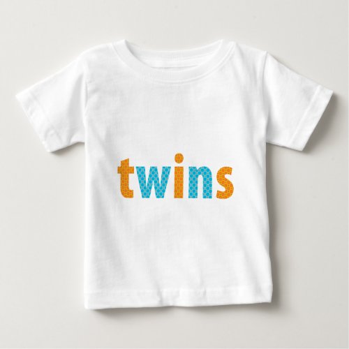 TWINS COLLECTION _ boys orange  aqua Baby T_Shirt