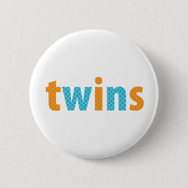 TWINS COLLECTION - boys {orange + aqua} Button (Front)