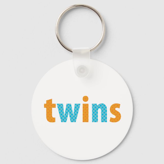 TWINS COLLECTION - boys {orange + aqua} Keychain (Front)