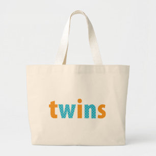 TWINS COLLECTION - boys {orange + aqua} Large Tote Bag