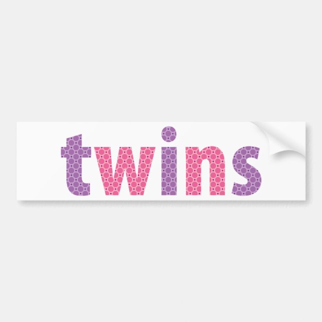TWINS COLLECTION - girls {violet + pink} Bumper Sticker (Front)
