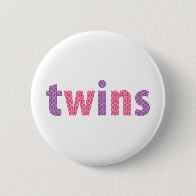 TWINS COLLECTION - girls {violet + pink} Pinback Button (Front)