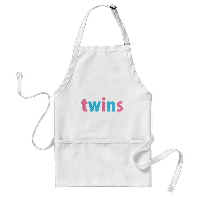 TWINS COLLECTION - mixed {aqua + pink} Adult Apron (Front)