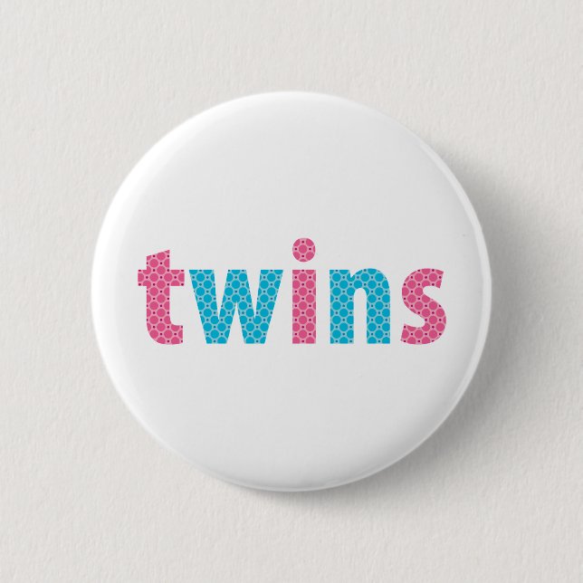 TWINS COLLECTION - mixed {aqua + pink} Pinback Button (Front)