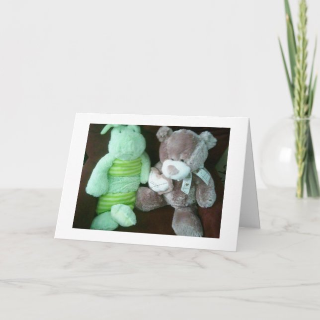 TWINS CONGRATULATIONS with 2 STUFFED ANIMALS Card (Front)