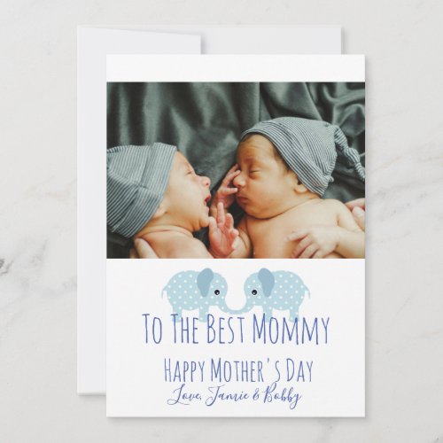Twins Custom Photo Happy Mothers Day Holiday Card