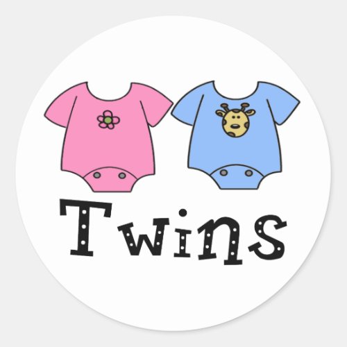 Twins Cute Bodysuit 1 girl  1 Boy Classic Round Sticker