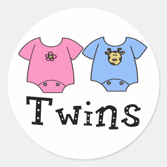 Twins Cute Bodysuit 1 girl & 1 Boy Classic Round Sticker (Front)
