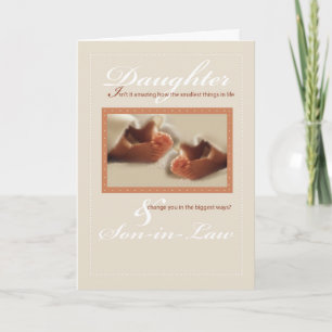 Twins Daughter and Son-in-Law Baby Feet Congratula Card