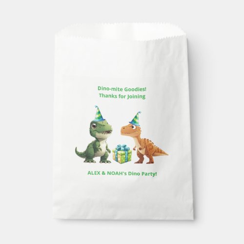 Twins Dinosaur Birthday Favor Bag Dino-mite Goodie