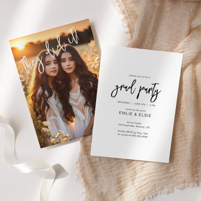 Twins Double Grad Party Photo Announcement (Creator Uploaded)