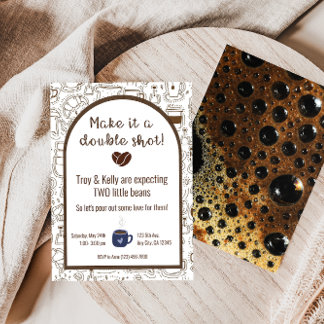 Twins Double Shot Coffee Baby Shower Invitation