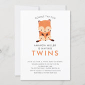 Twins Double the Fun Fox Baby Shower Invitations (Front)
