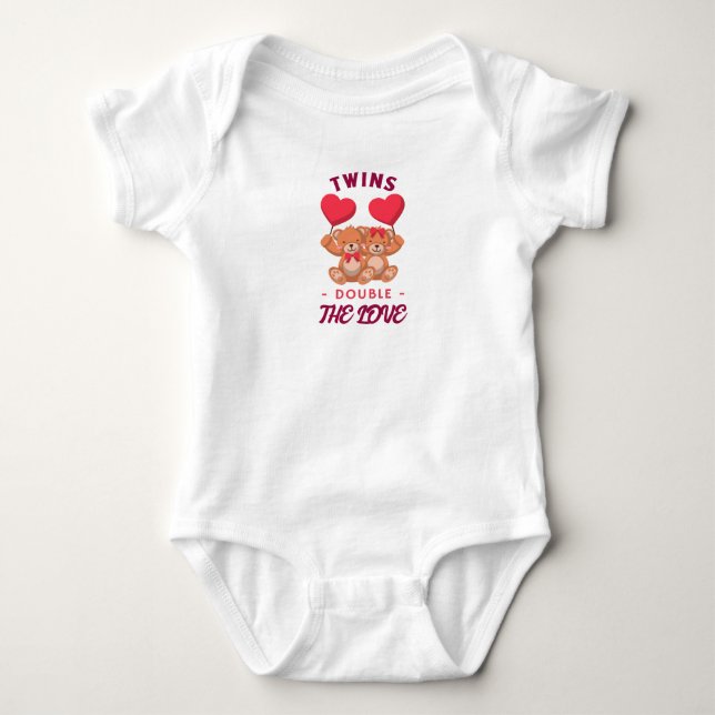 TWINS Double the Love Valentine's Day Baby Bodysuit (Front)